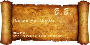 Bamberger Benke névjegykártya